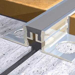 Moldura Junta Dilatación 10x12,5x2500mm Aluminio Cromo Mate+PVC Gris