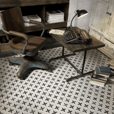 Porcelanato Gres Esmaltado Impresión Digital Estoril Deco 20x20 Blanco y Negro Mate