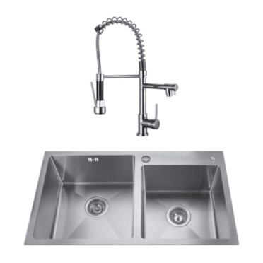 Pack Lavaplatos Doble Bajo Cubierta y Grifería Cocina Doble Chorro Lisboa