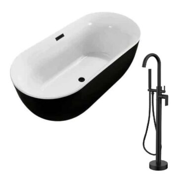 Combo Tina Self Standing Jazz con Griferia Bold de Pie Black Mate