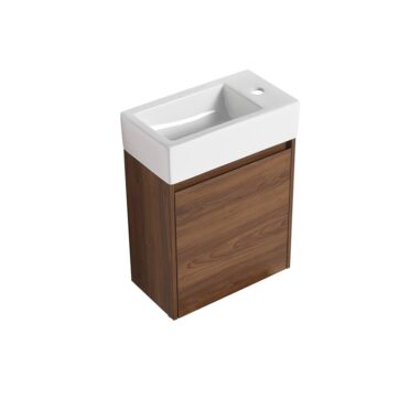Mueble de Baño Suspendido Minicabinet PEL 45 cm ancho Urben color Rose Wood con Lavamanos