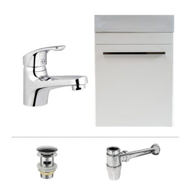 Pack Mueble de Baño Pel White con Grifería, Sifón y Desagüe Urben