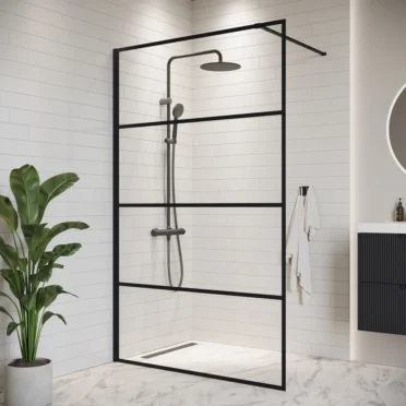 Mampara Fija Ibiza Perfil Negro 4 Divisiones 90x190 cm Urben