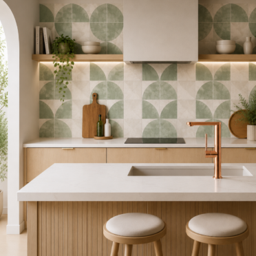 Porcelanato Materia Tonda 15x15 cm Verde Mare
