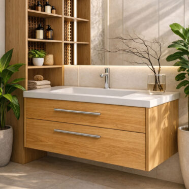 Mueble de Baño Aurora Suspendido Dos Cajones 80 cm ancho con Lavamanos Natural Urben