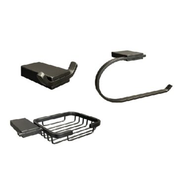 Pack Accesorios Baño Eleos Matte Black: Incluye Percha + Toallero + Jabonera Urben