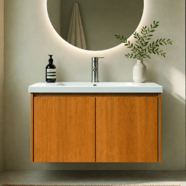 Pack Mueble de Baño Rovere 60 cm ancho Natural con Grifería Satinada