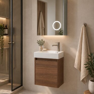 Pack Renueva tu Baño Pequeño: Mueble PEL Rose Wood + Espejo Gabinete LED